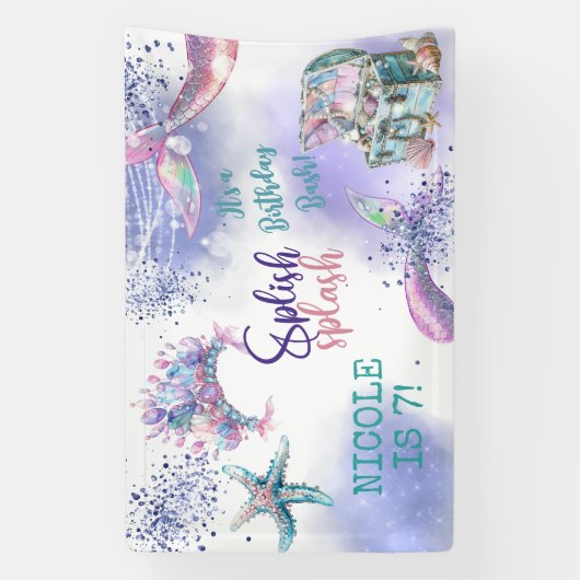 スプラッシュ魔法メルメイド誕生日バッシュ 横断幕 (縦)