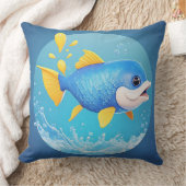 スプラッシュ鮮やか付き漫画の魚 クッション (ブランケット)