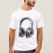スプラッシュ ウォーター ヘッドフォン フルイド オーディオ ミュージック アート Tシャツ (正面)