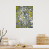 「スプラッシュ」グレーとイエロー抽象芸術アート ポスター (キッチン)