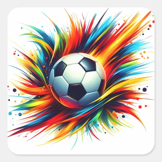 スプラッシュ サッカー フットボール 未来風 スクエアシール (正面)