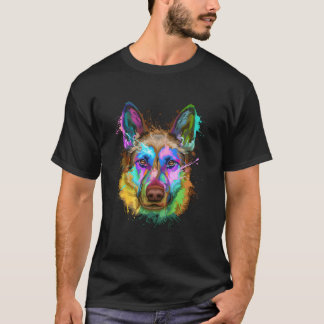 スプラッシュ ジャーマンシェパード GSD Tシャツ