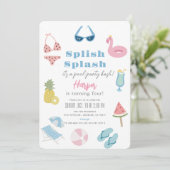 スプラッシュ スプラッシュ サマー プール パーティー ガール 誕生日 招待状 (スタンド正面)