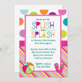 スプラッシュ スプラッシュ バッシュ（ピンク） 招待状 (正面/裏面)