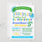 スプラッシュ·スプラッシュ·バースデー·バッシュ青緑のパーティー 招待状 (正面)