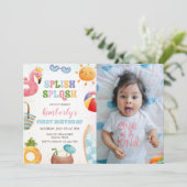 スプラッシュ・スプラッシュ・バースデー・バッシュ・ガール・プール・パーティーの写真 招待状 (スタンド正面)