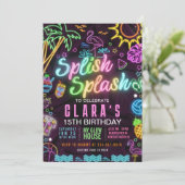 スプラッシュ・スプラッシュ・パーティー 15thパーティー 編集可能な招待状 招待状 (スタンド正面)