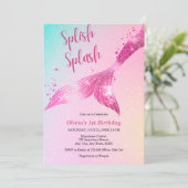 スプラッシュ・スプラッシュ！マーメイドベイビーガール１歳の誕生日 招待状 (スタンド正面)