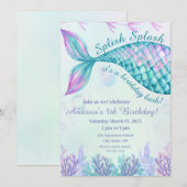 スプラッシュ・スプラッシュ マーメイド 誕生日 招待状 (正面/裏面)