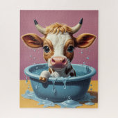 スプラッシュ、ペット&動物おもしろい風呂の時間 ジグソーパズル (縦)