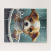 スプラッシュ、ペット&動物おもしろい風呂の時間 ジグソーパズル (横)
