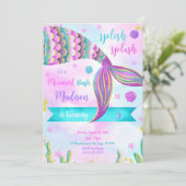 スプラッシュ!マーメイドの誕生日パーティー招待状 招待状 (スタンド正面)