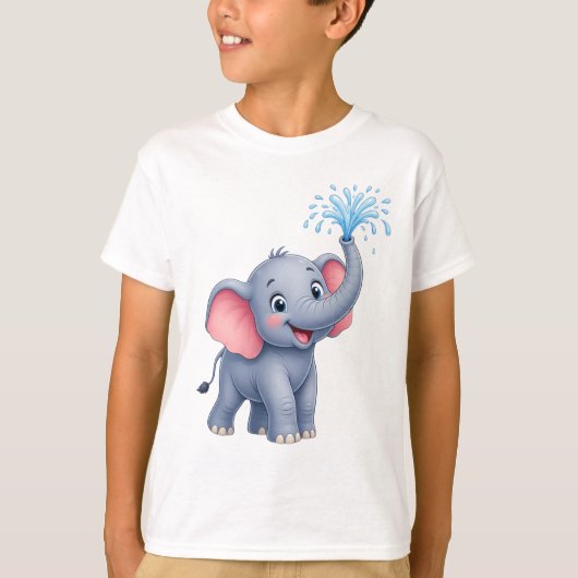 スプラッシュ!子象の水遊び Tシャツ (正面)