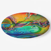 スプラッシュ！気泡カラフル抽象芸術誕生日 ペーパープレート (アングル)