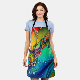 スプラッシュ!気泡カラフル抽象芸術 エプロン