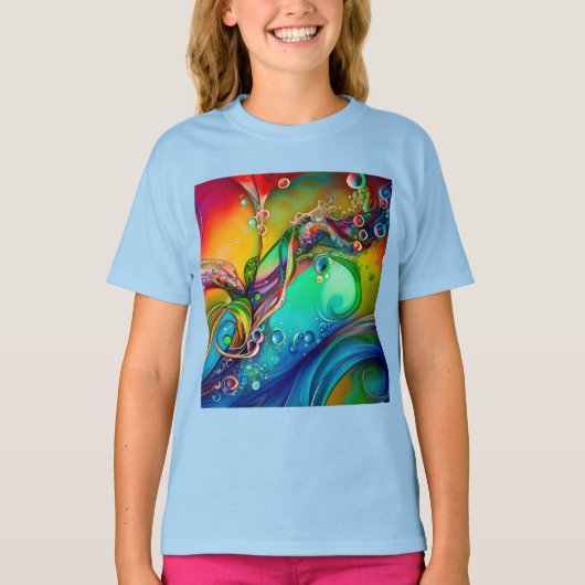 スプラッシュ！気泡カラフル抽象芸術 Tシャツ (正面)
