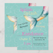 スプラッシュ | 魅惑の人魚の誕生日パーティー 招待状 (正面/裏面)