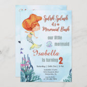 スプラッシュOrang Mermaid Bash 2nd誕生日ガール 招待状 (正面/裏面)