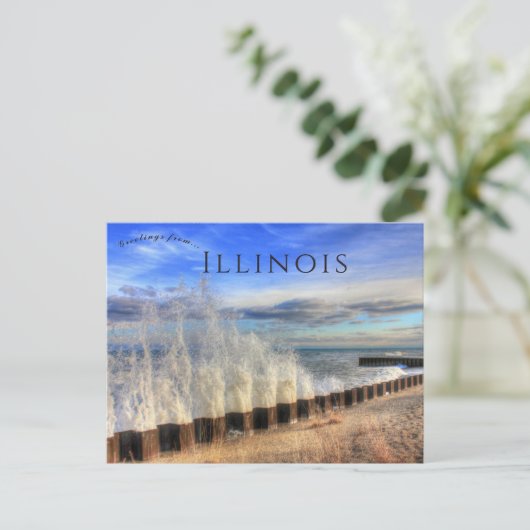 スプラッシングウェーブアットイリノイビーチ州パーク ポストカード (スタンド正面)