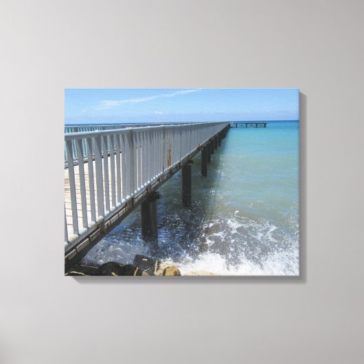 スプラッシングウェーブズオンワーフデザイン キャンバスプリント (正面)