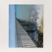 スプラッシングウェーブズオンワーフデザイン ジグソーパズル (縦)