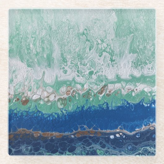 "スプラッシング海波"壮大なガラスのコースター ガラスコースター (正面)