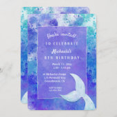 スプラッシー·マーメイド誕生日パーティーの招待 セーブザデート (正面/裏面)