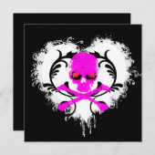 スプラッタハートスカルゴシック誕生日招待状 招待状 (正面/裏面)