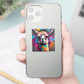スプラッター模様のアルパカ シール (スマートフォン)