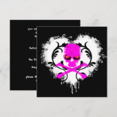 スプラッター ハート スカル ゴシック 誕生日 招待状 (正面/裏面)