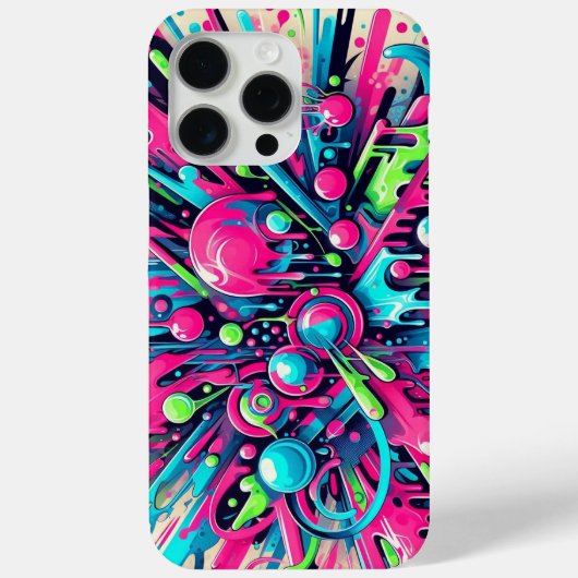 スプラッタ混沌：ネオン絵を描（ばちゃばちゃ）跳ねる Case-Mate iPhoneケース (裏面)