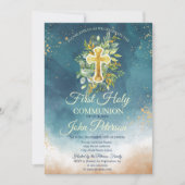 スプラッ絵を描シュフローラクロス最初の聖餐式 招待状 (正面)