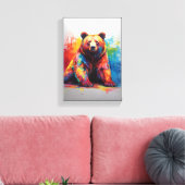 スプラッ絵を描シュ・ベア キャンバスプリント (インサイチュ (リビング))