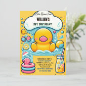 スプラッ遊シュバブル夏ダックフォーム1st誕生日 招待状 (スタンド正面)