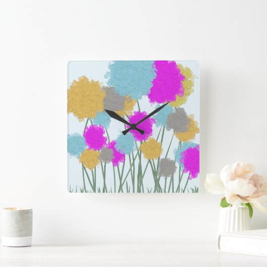 スプラ色彩の鮮やかットフラ絵画ワーズ スクエア壁時計 (ホーム)