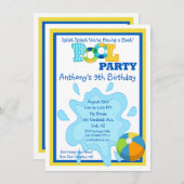 スプリッシュスプラッシュボーイズプールパーティの招待状 招待状 (正面/裏面)