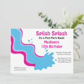 スプリッシュ·スプラッシュ·プール·パーティー誕生日招待状 招待状 (スタンド正面)