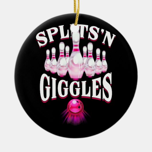 スプリットおもしろい_nギグルスボーリングチームボウリングをする人、 クリケットの投手スポーツ セラミックオーナメント (正面)