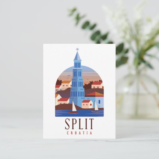 スプリットクロアチアダルマティアヴィンテージ ポストカード (スタンド正面)