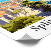 スプリットクロアチアトラベルアートヴィンテージイラストレーション ポスター (角)