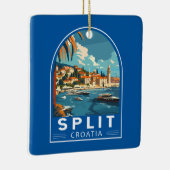 スプリットクロアチアトラベルアートヴィンテージ セラミックオーナメント (右)