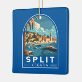 スプリットクロアチアトラベルアートヴィンテージ セラミックオーナメント (左)