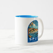 スプリットクロアチアトラベルアートヴィンテージ ツートーンマグカップ (正面右)