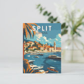 スプリットクロアチアトラベルアートヴィンテージ ポストカード (スタンド正面)