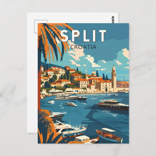 スプリットクロアチアトラベルアートヴィンテージ ポストカード (正面/裏面)
