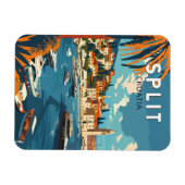 スプリットクロアチアトラベルアートヴィンテージ マグネット (横)