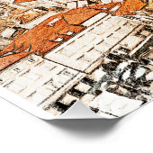 スプリットクロアチアヴィンテージトラベルスケッチ ポスター (コーナー)