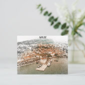 スプリットクロアチアヴィンテージポートスケッチ ポストカード (スタンド正面)