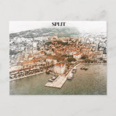 スプリットクロアチアヴィンテージポートスケッチ ポストカード (正面)