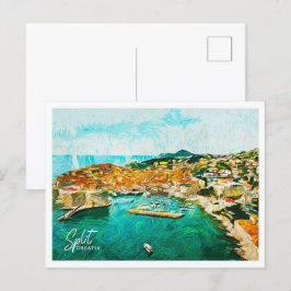 スプリットクロアチア美しい油絵を描の風景 ポストカード